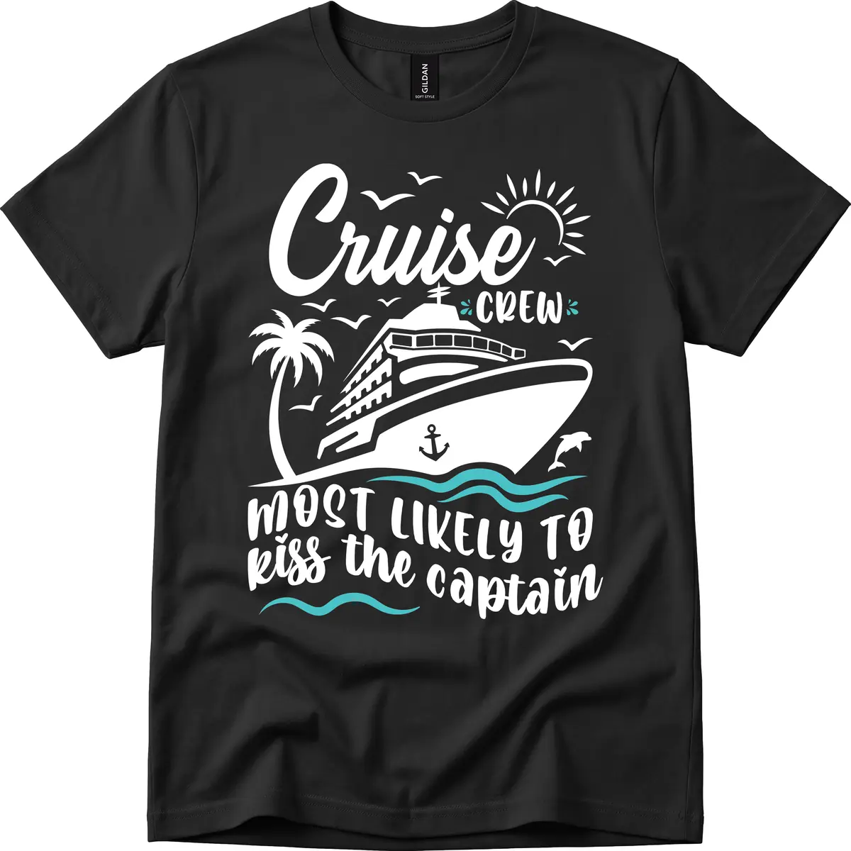 Cruise Crew Kiss The Captain T-Shirt in Black