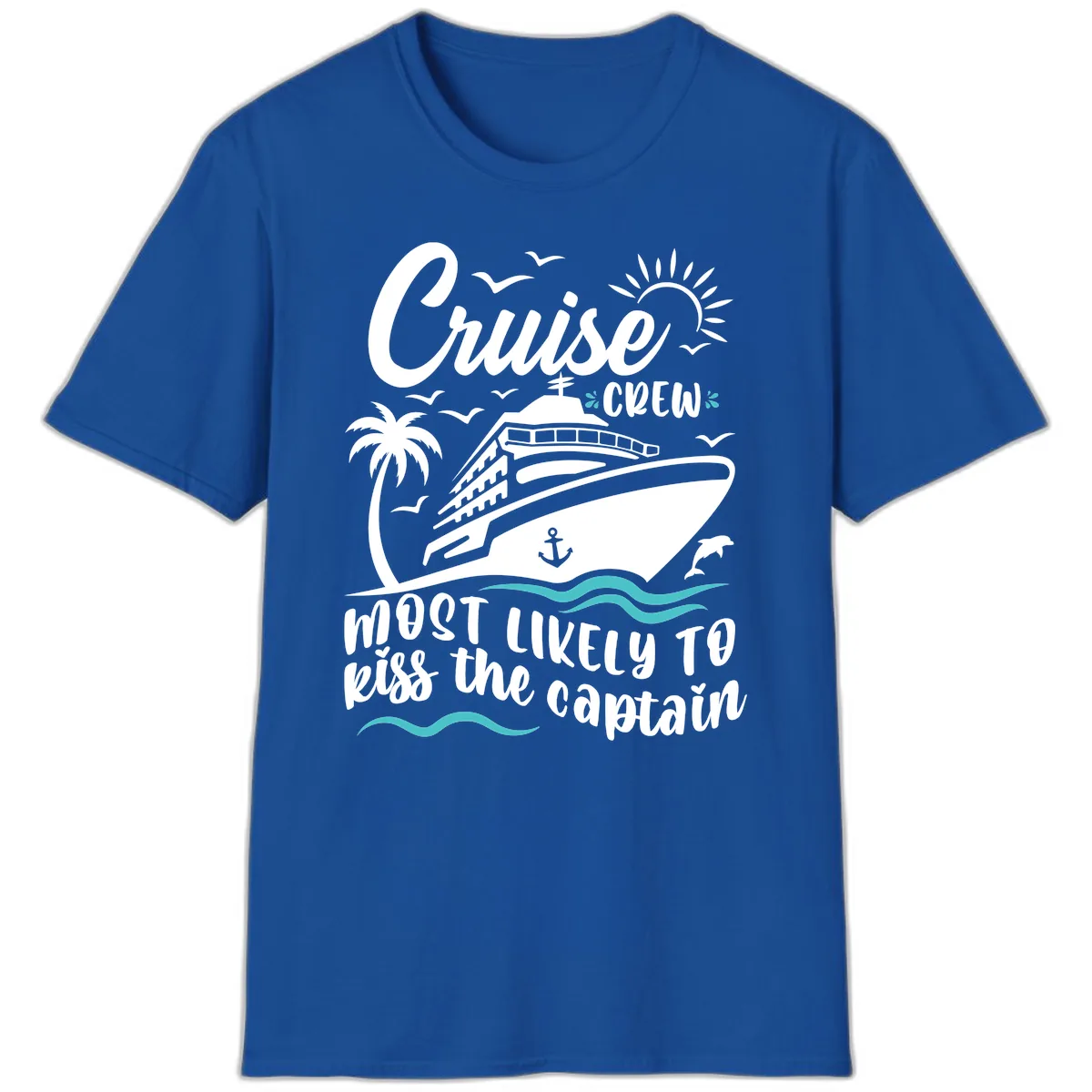 Cruise Crew Kiss The Captain T-Shirt in Royal
