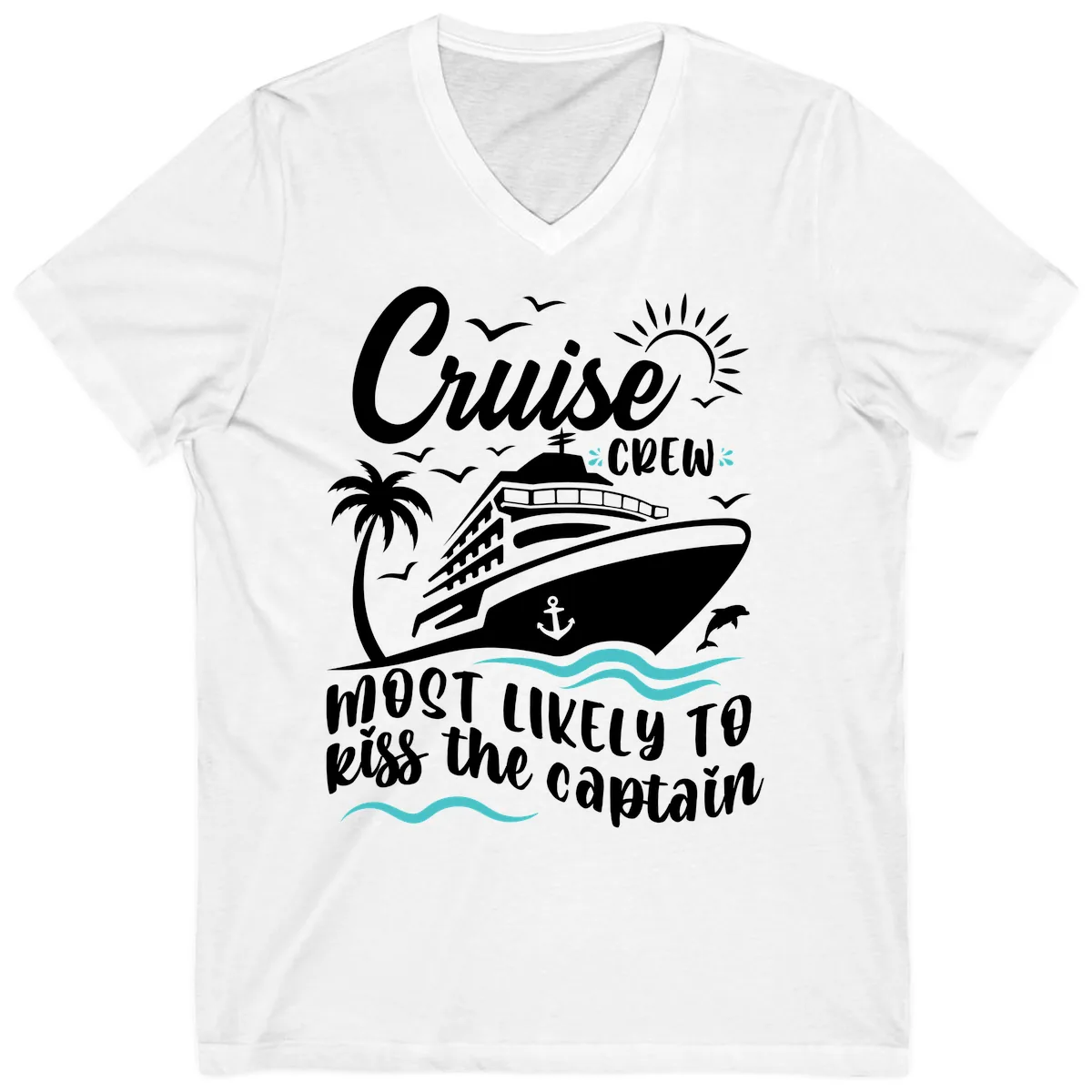 Cruise Crew Kiss The Captain V-Neck in White