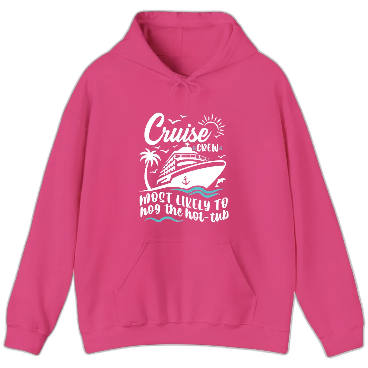 Cruise Crew Hot Tub Humor Hoodie in Heliconia