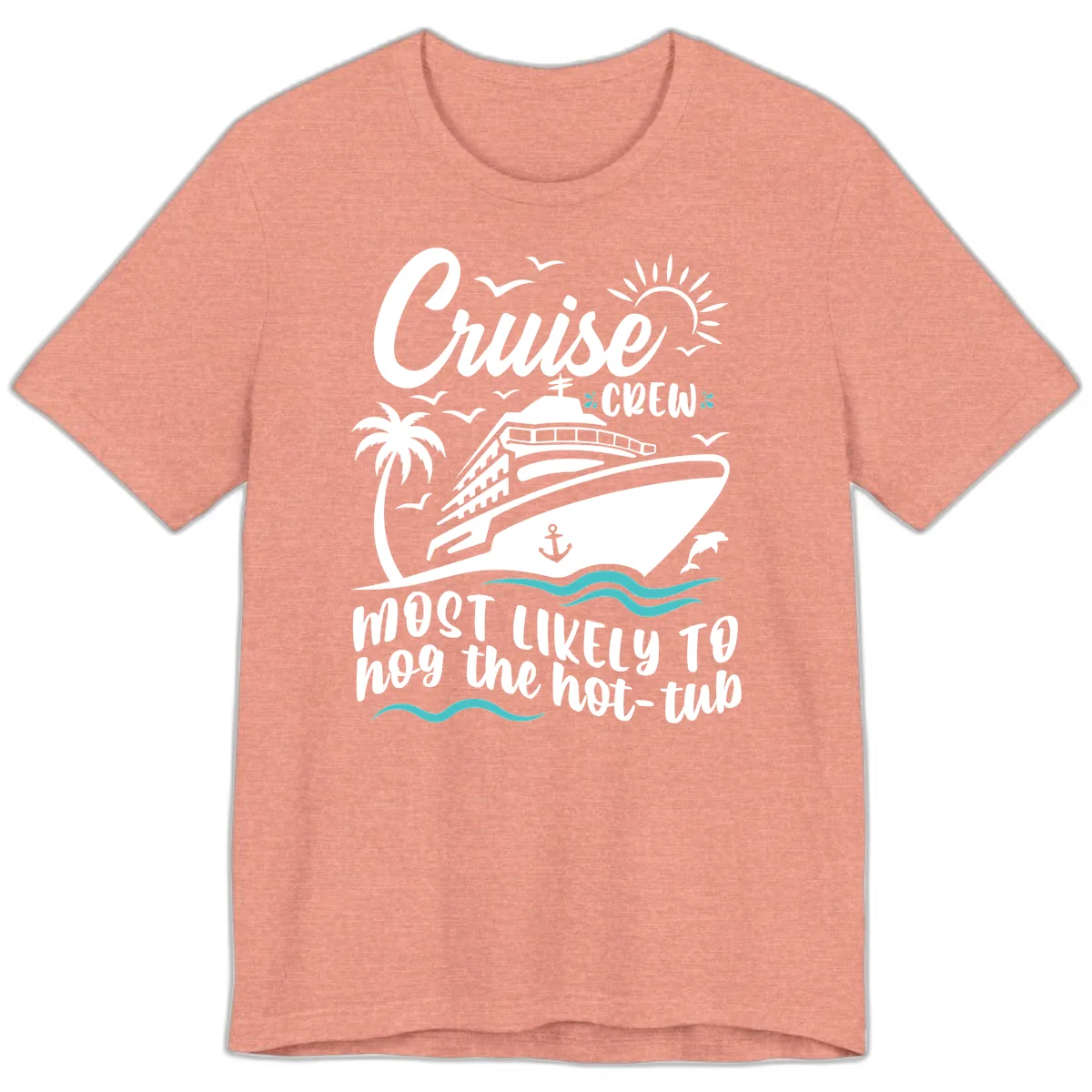 Cruise Crew Hot Tub Humor Premium T-Shirt in Heather Sunset