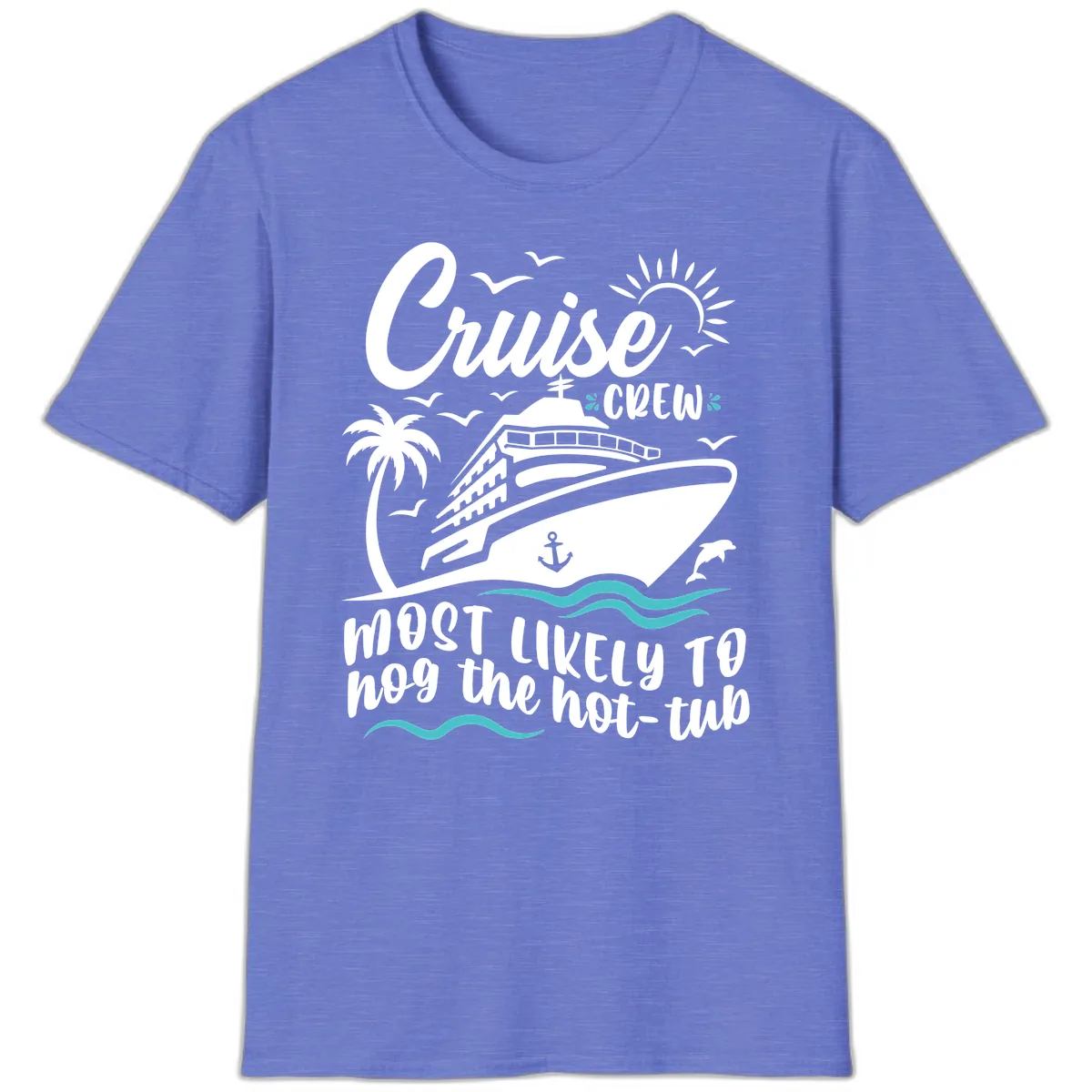 Cruise Crew Hot Tub Humor T-Shirt in Heather Royal