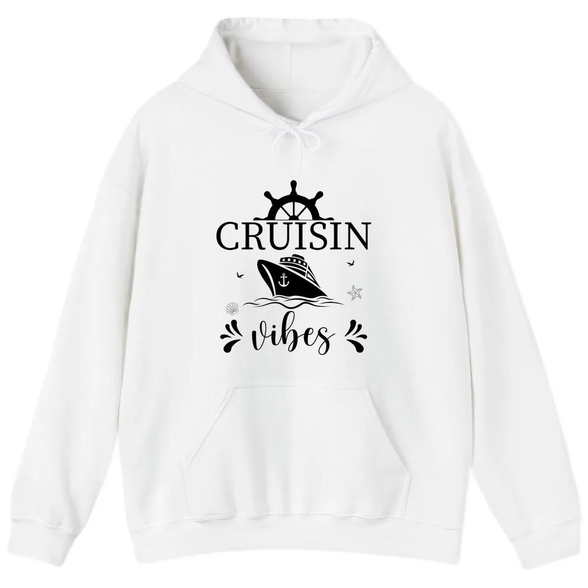 Cruisin Vibes Nautical Helm Hoodie in White
