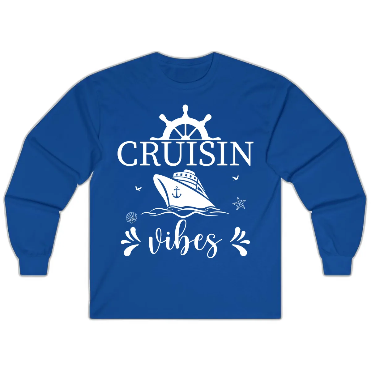 Cruisin Vibes Nautical Helm Long Sleeve in Royal