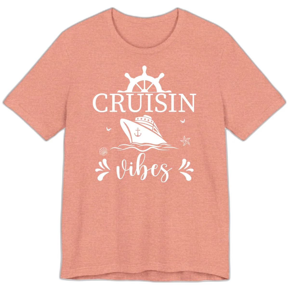 Cruisin Vibes Nautical Helm Premium T-Shirt in Heather Sunset