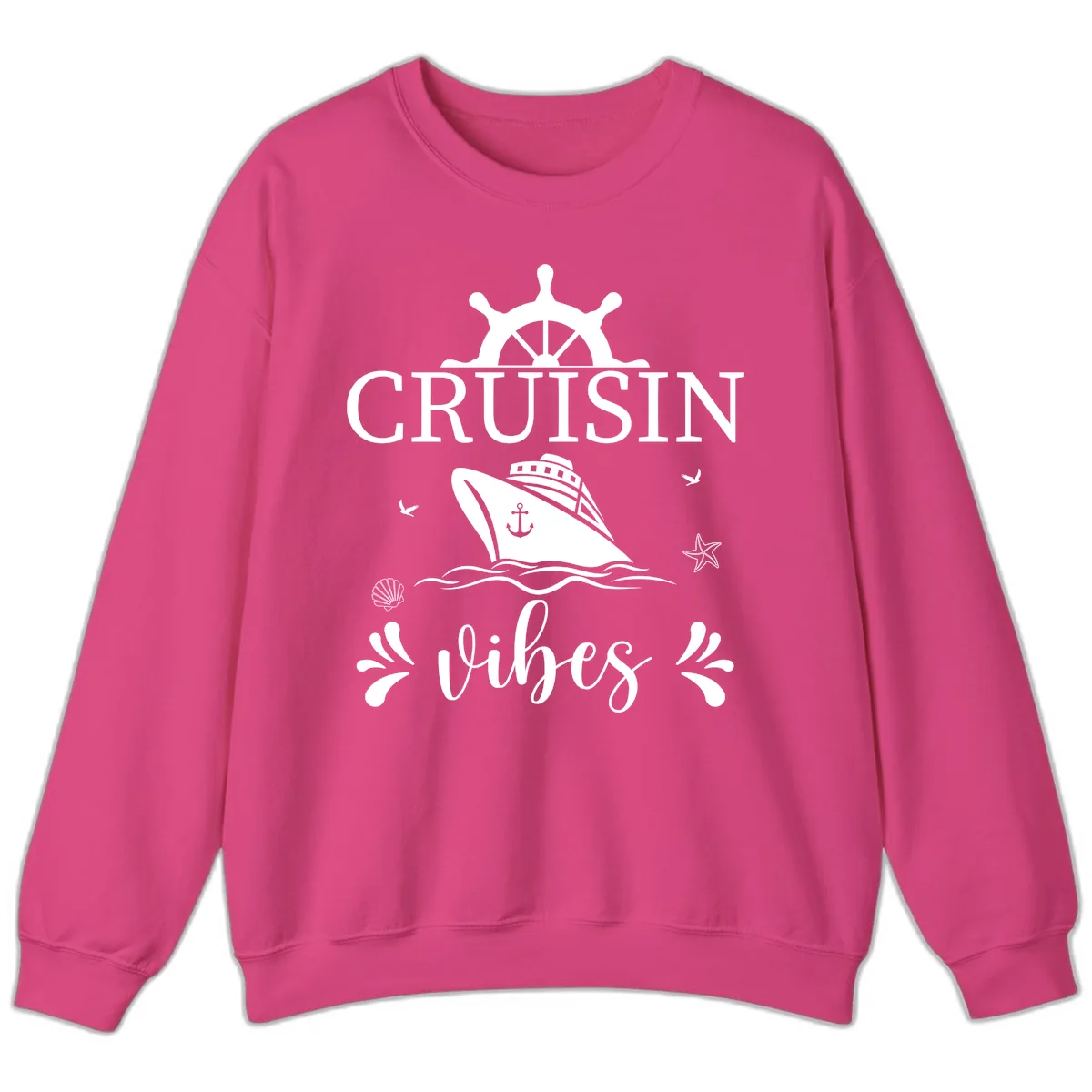Cruisin Vibes Nautical Helm Sweatshirt in Heliconia