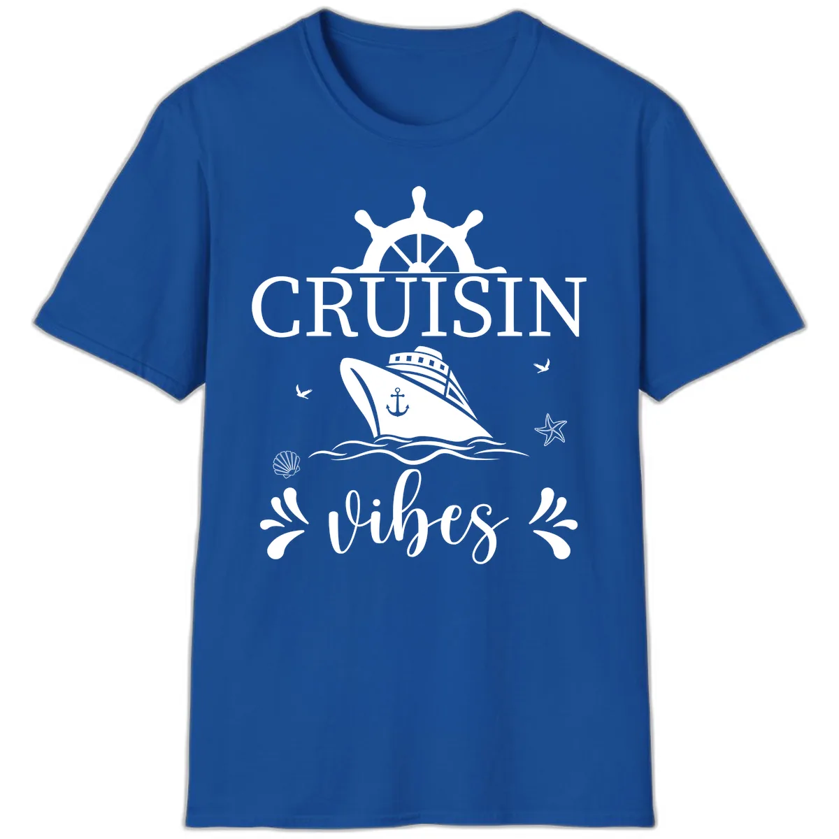Cruisin Vibes Nautical Helm T-Shirt in Royal