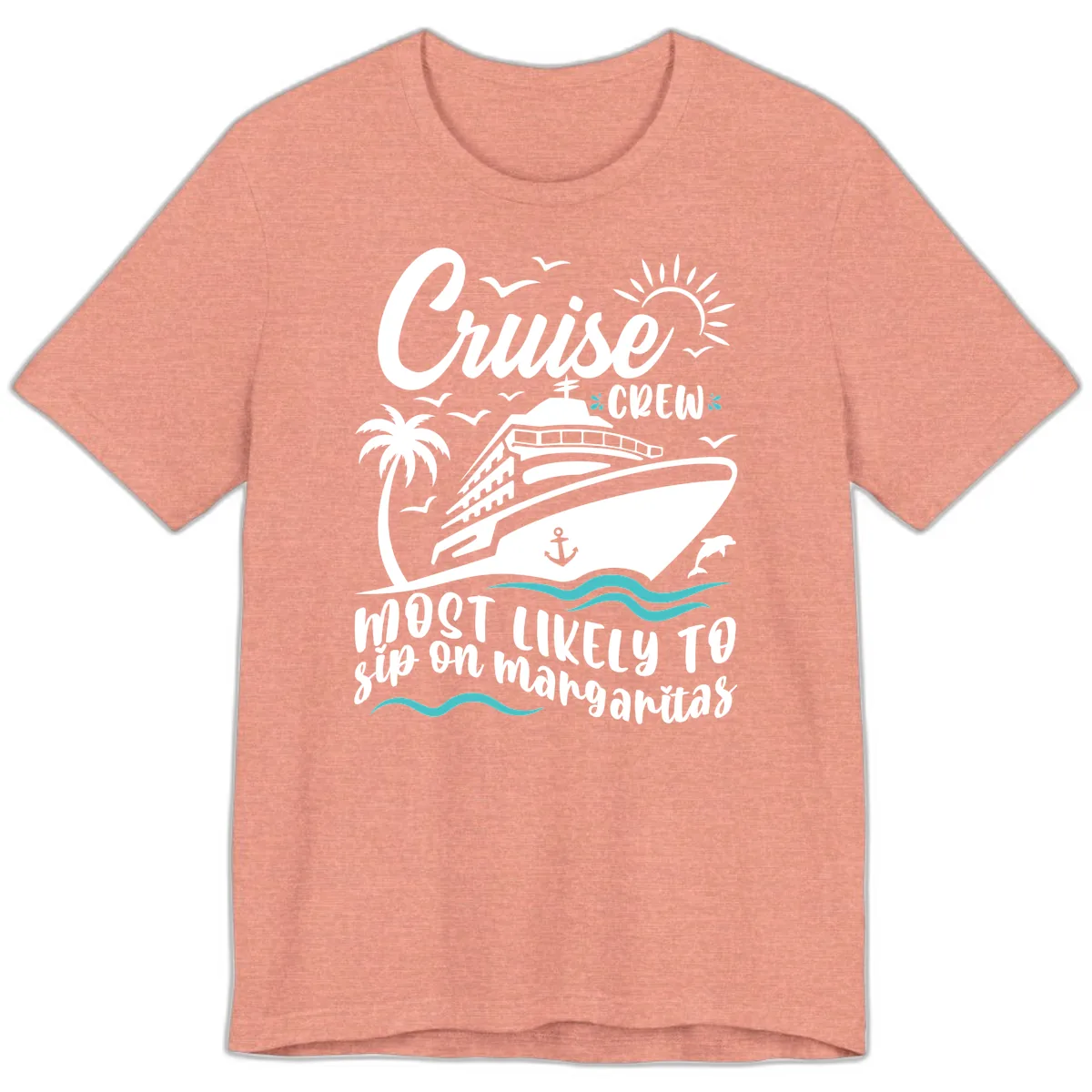 Cruise Crew Most Likely To Sip Margaritas Premium T-Shirt in Heather Sunset
