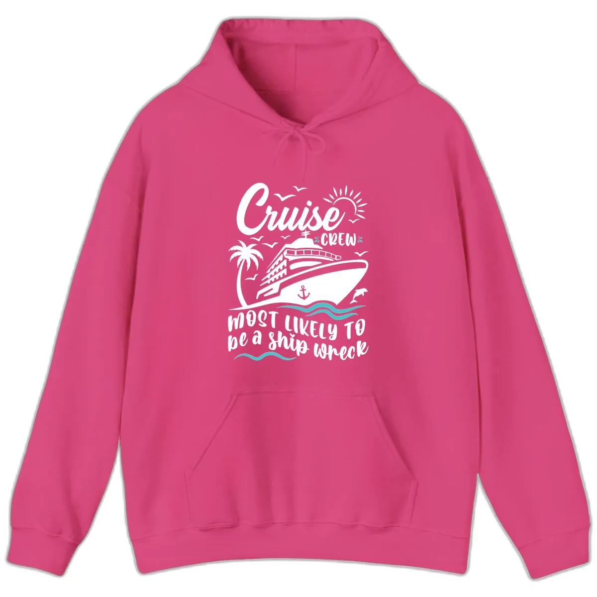 Cruise Crew Ship Wreck Hoodie in Heliconia