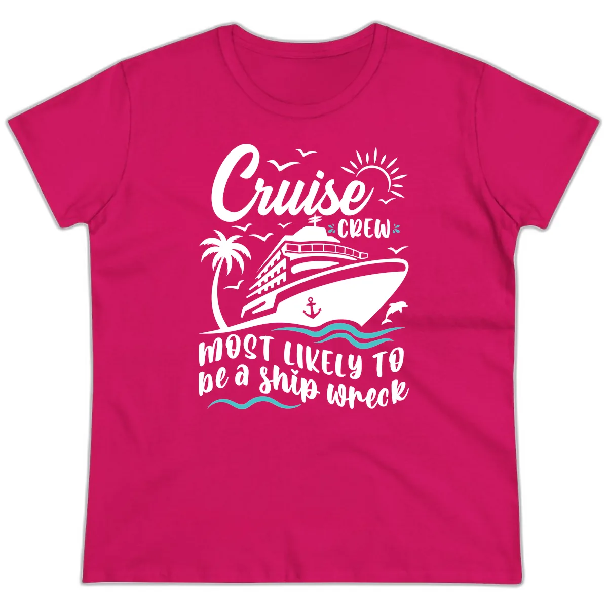 Cruise Crew Ship Wreck Ladies Tee in Heliconia