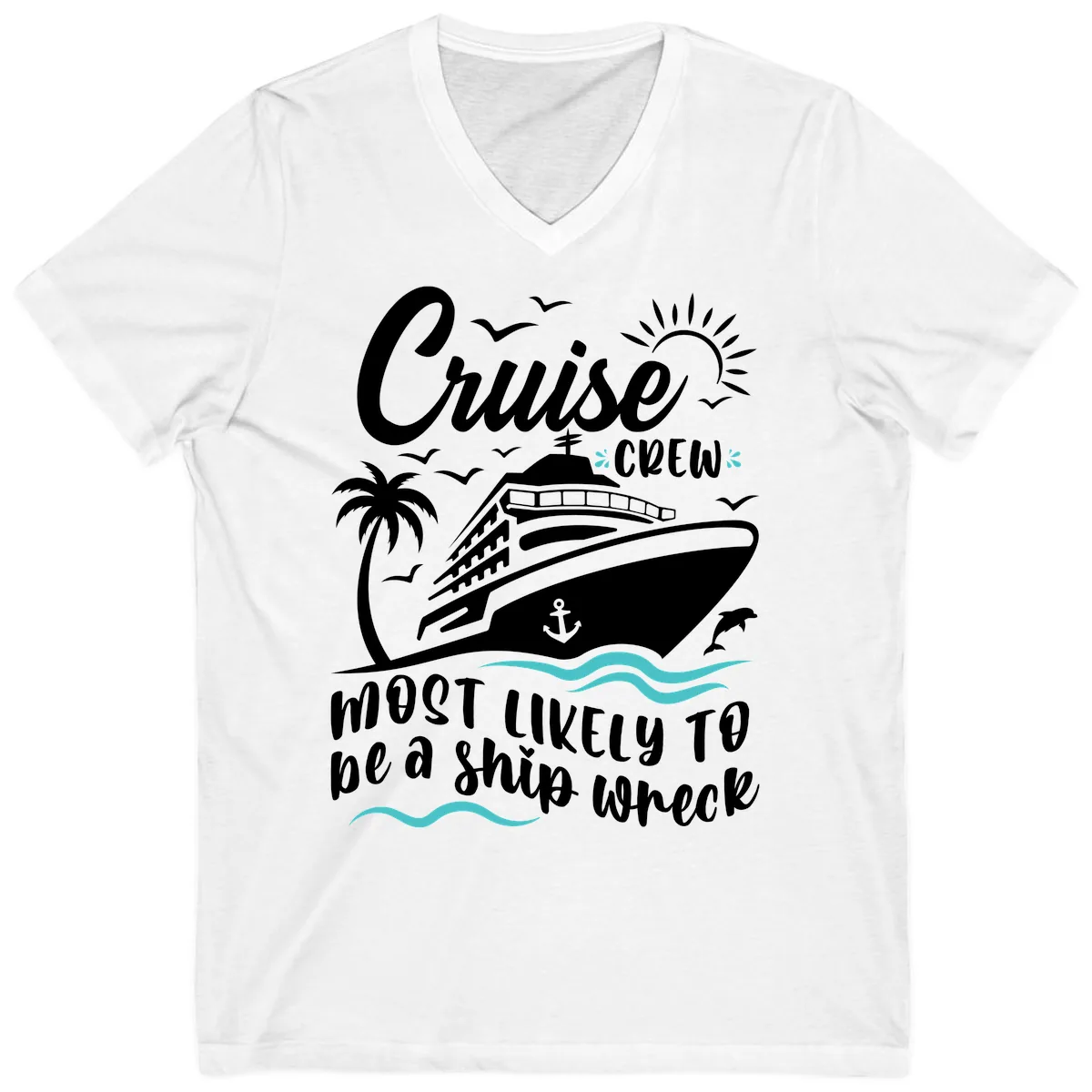 Cruise Crew Ship Wreck V-Neck in White