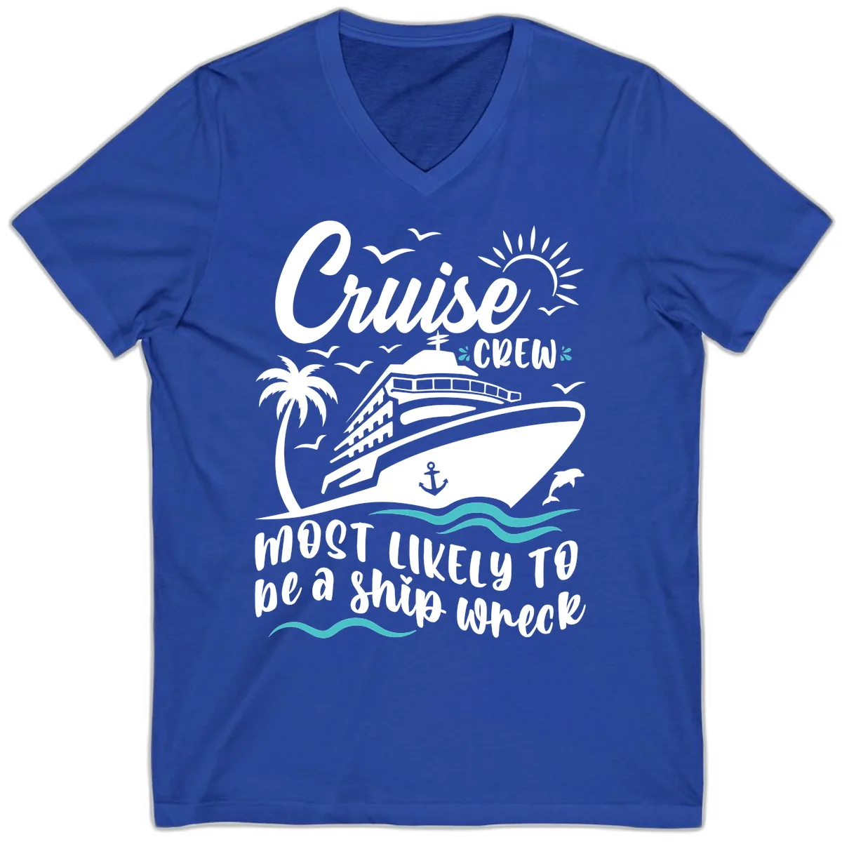 Cruise Crew Ship Wreck V-Neck in True Royal