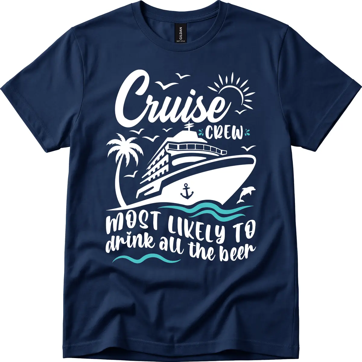 Cruise Crew Most Likely To Drink Beer T-Shirt in Navy