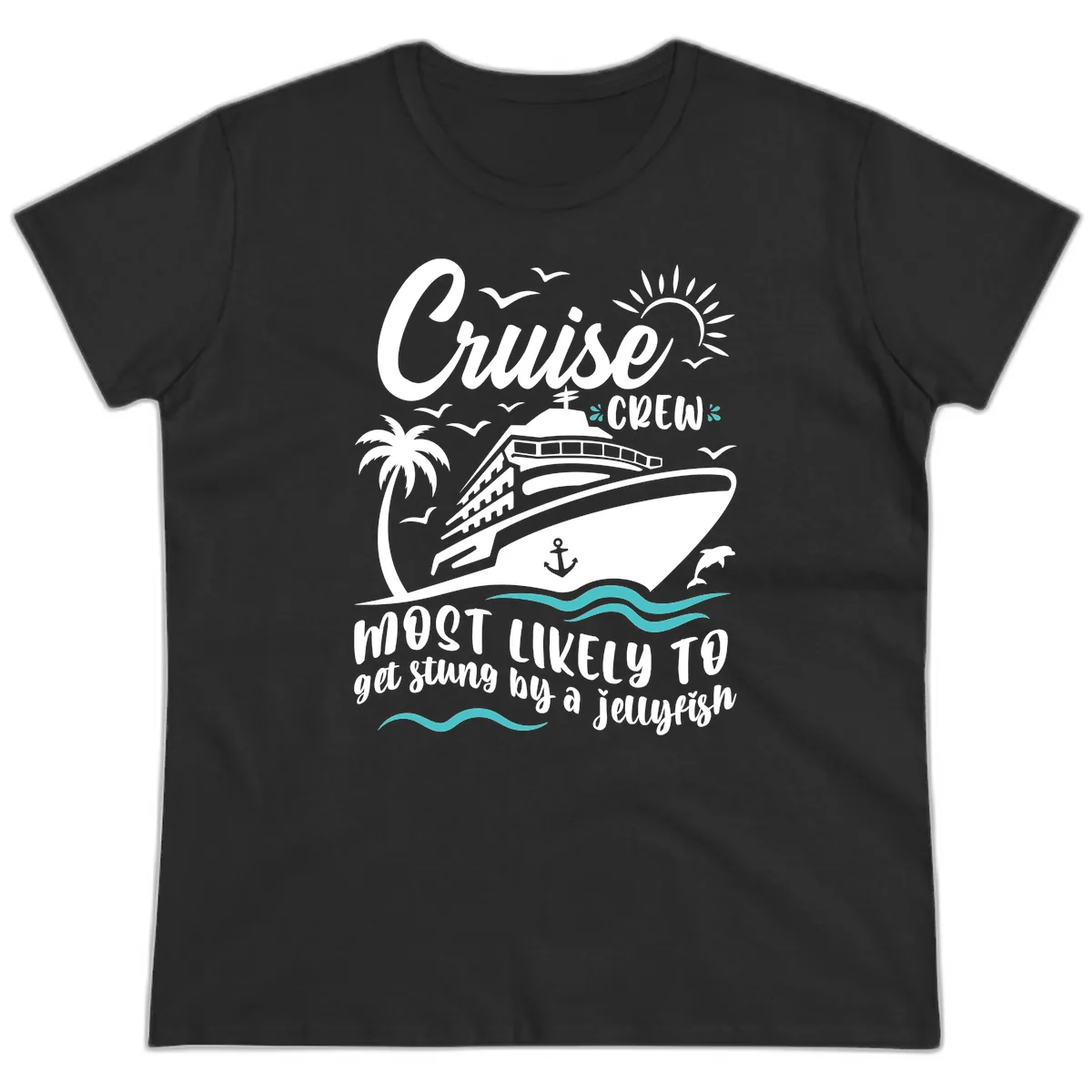 Cruise Crew Jellyfish Sting Ladies Tee in Black