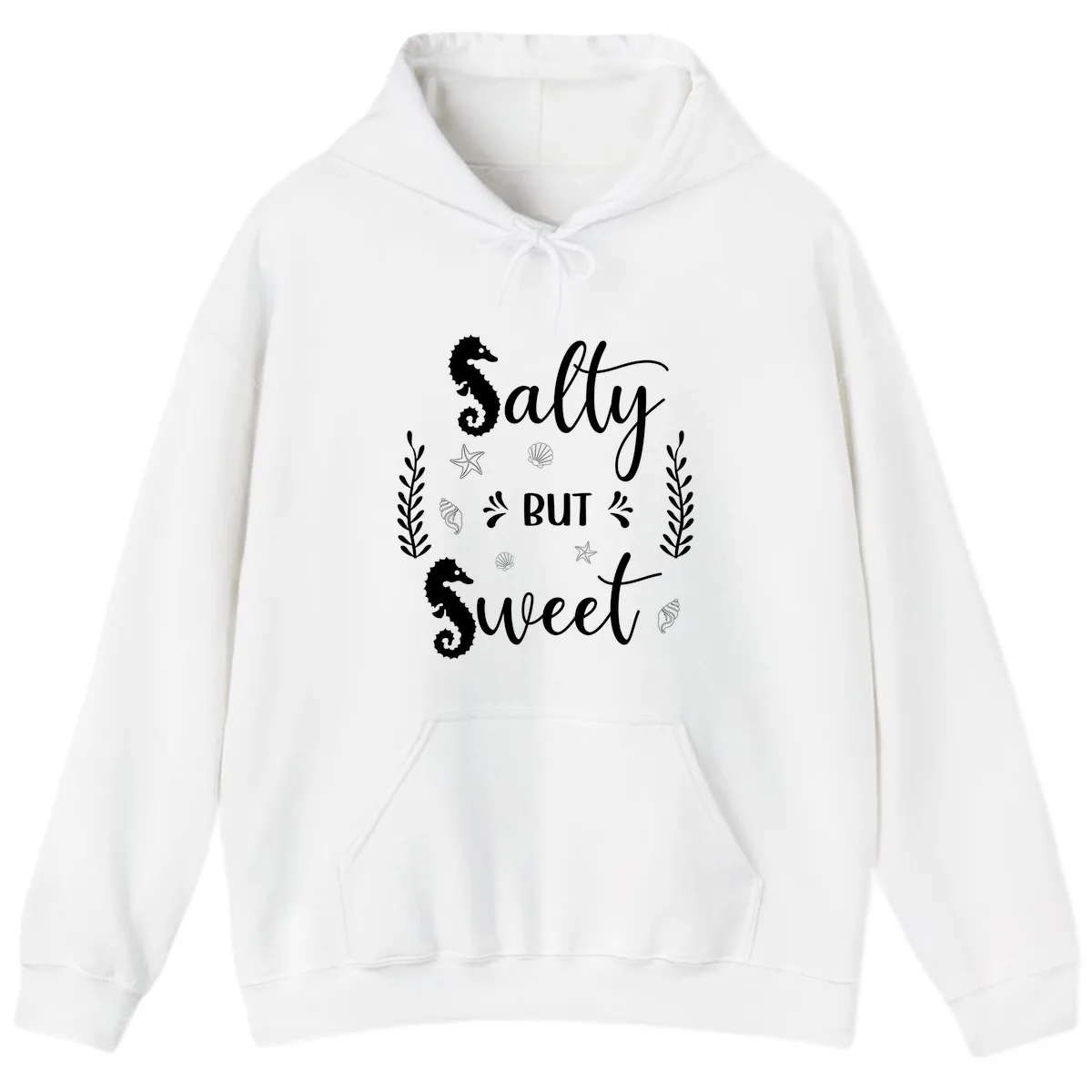 Salty But Sweet Nautical Design Hoodie in White