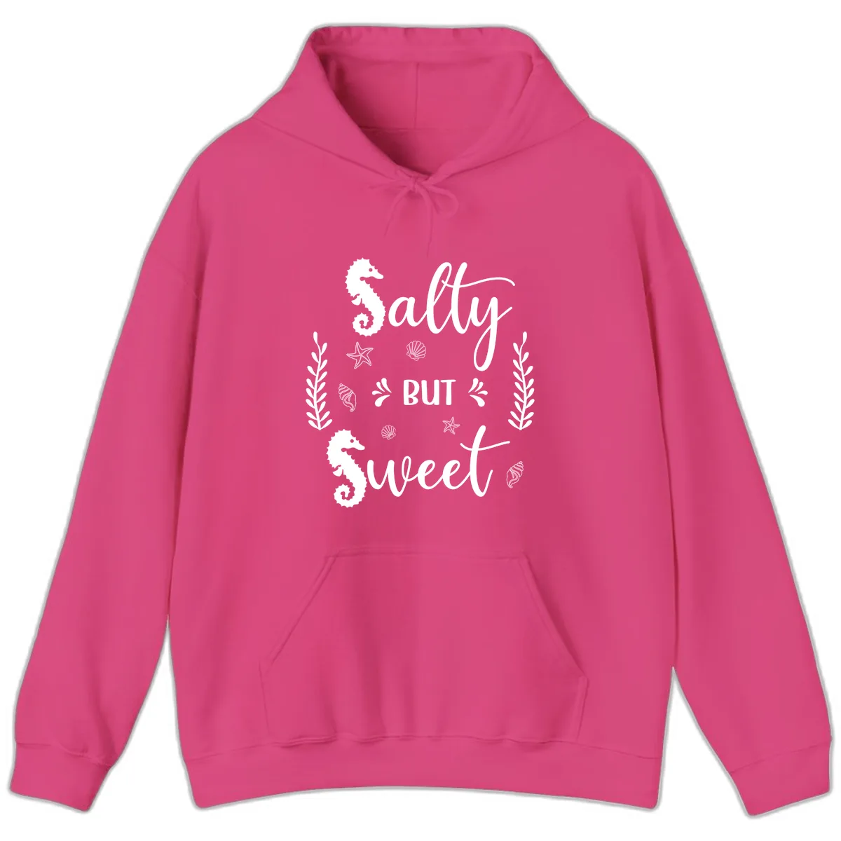Salty But Sweet Nautical Design Hoodie in Heliconia