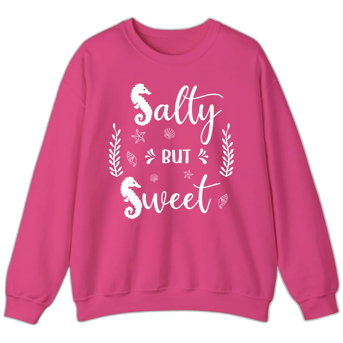 Salty But Sweet Nautical Design Sweatshirt in Heliconia
