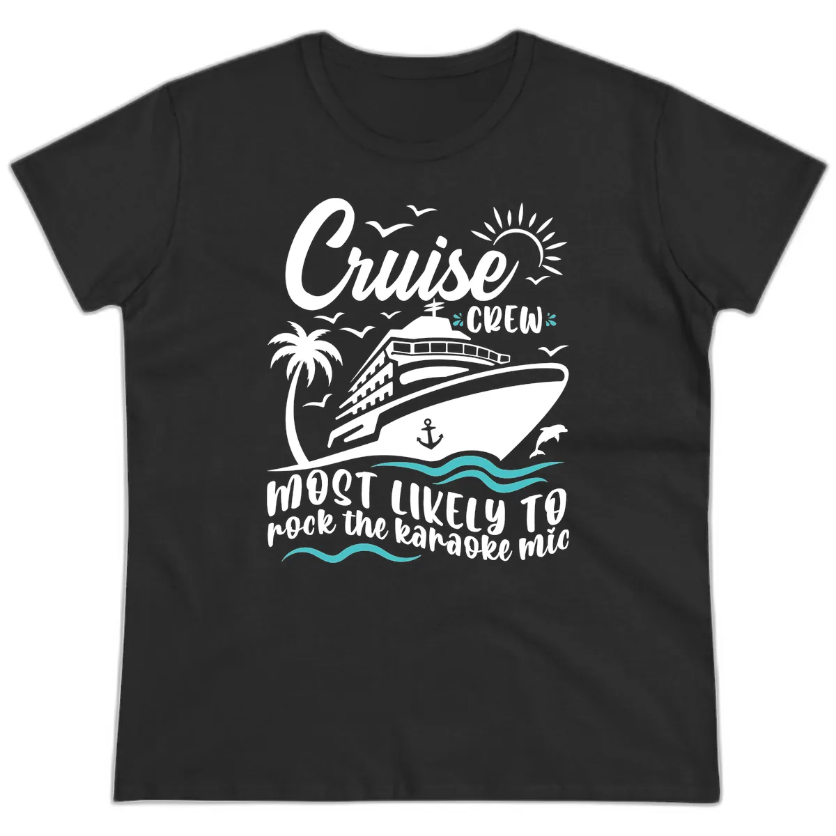 Cruise Crew Karaoke Night Ladies Tee in Black
