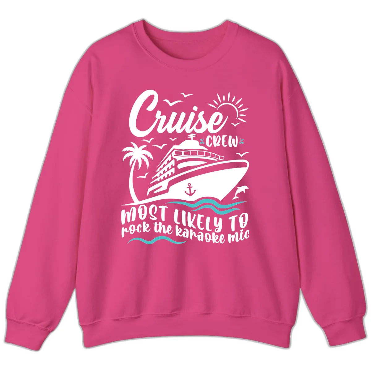 Cruise Crew Karaoke Night Sweatshirt in Heliconia