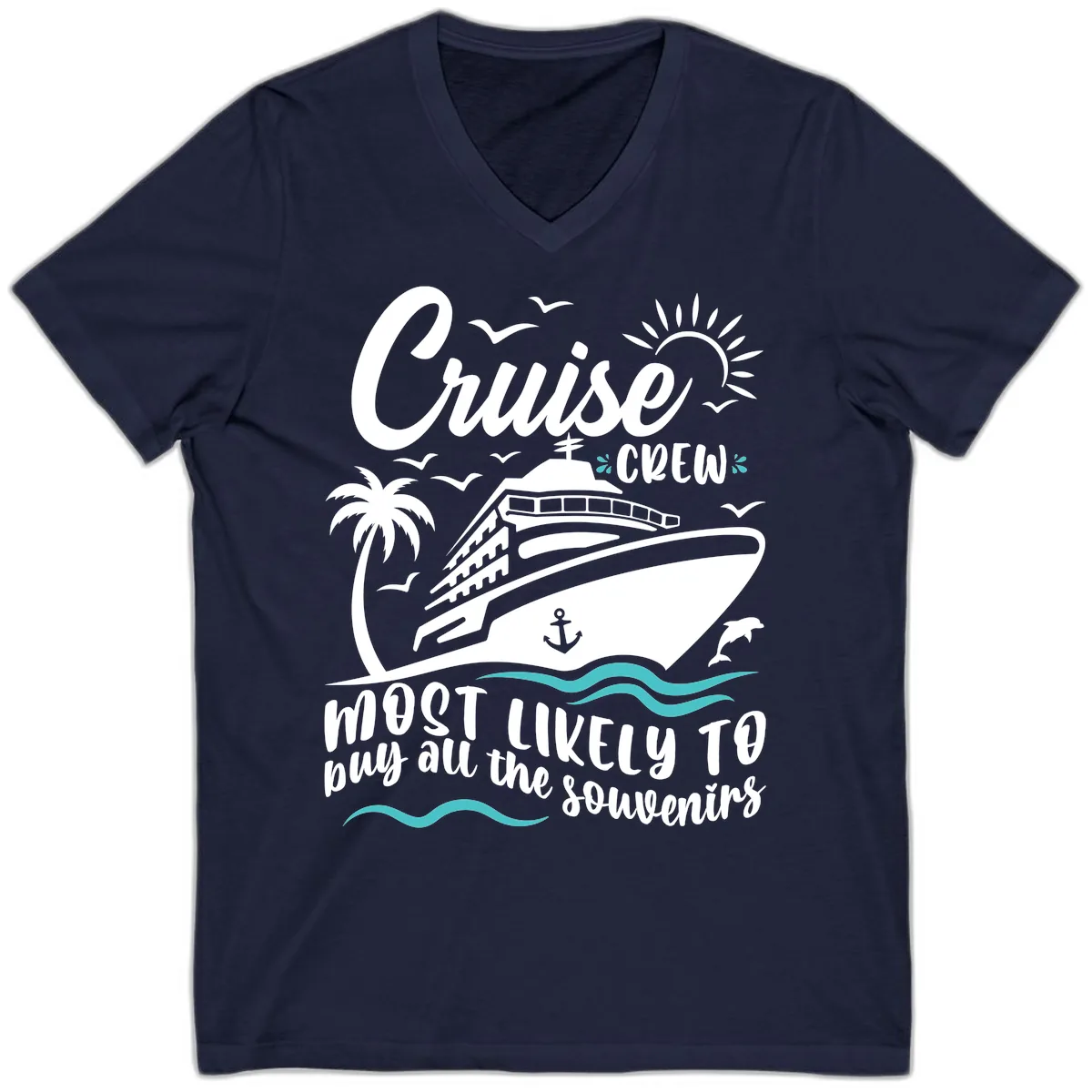 Cruise Crew Most Likely To Buy Souvenirs V-Neck in Navy