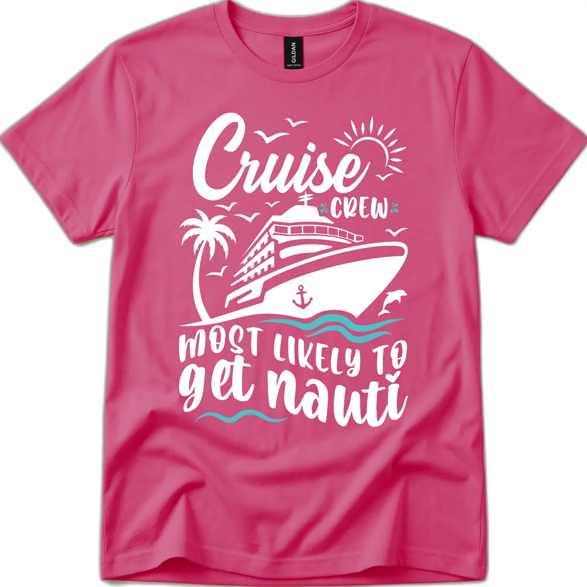 Cruise Crew Most Likely To Get Nauati T-Shirt in Heliconia