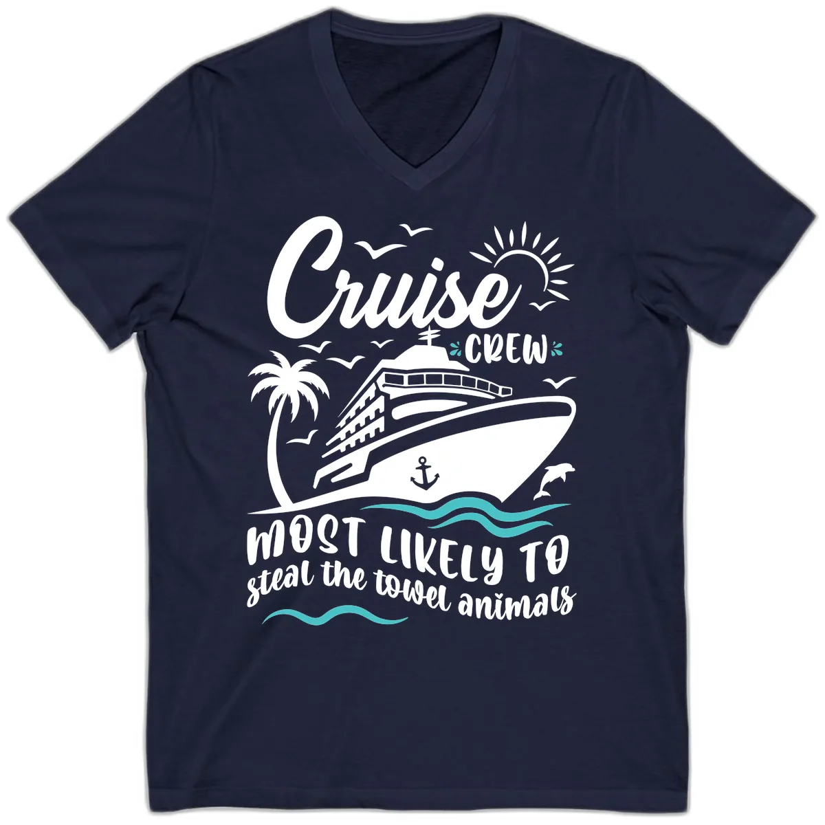Cruise Crew Most Likely To Steal Towels V-Neck in Navy