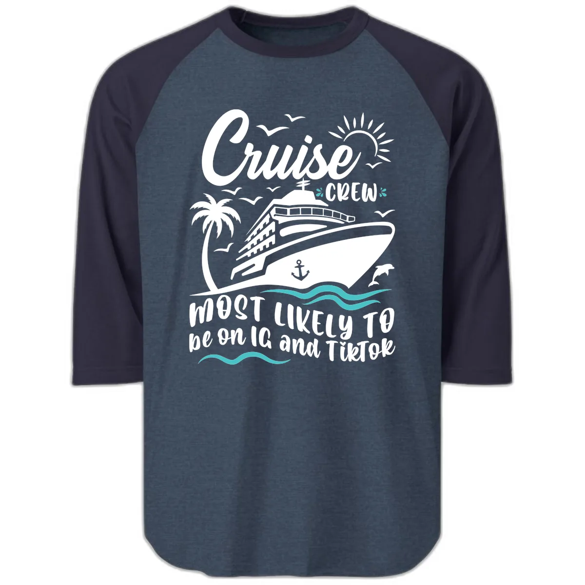Cruise Crew Most Likely To Raglan 3/4 in Heather Denim Navy