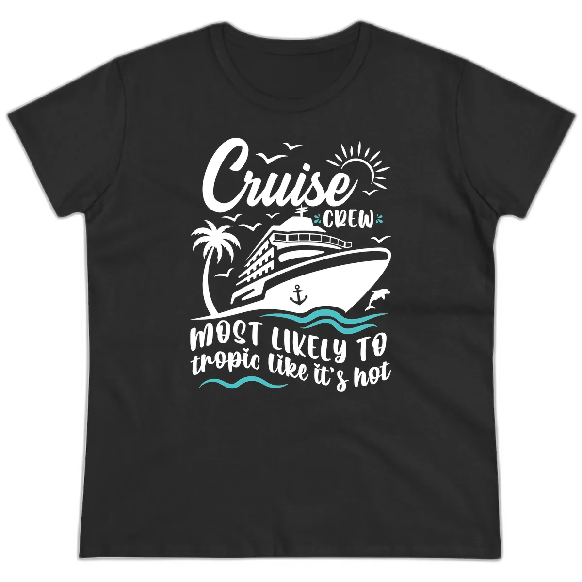 Cruise Crew Tropical Vibes Ladies Tee in Black
