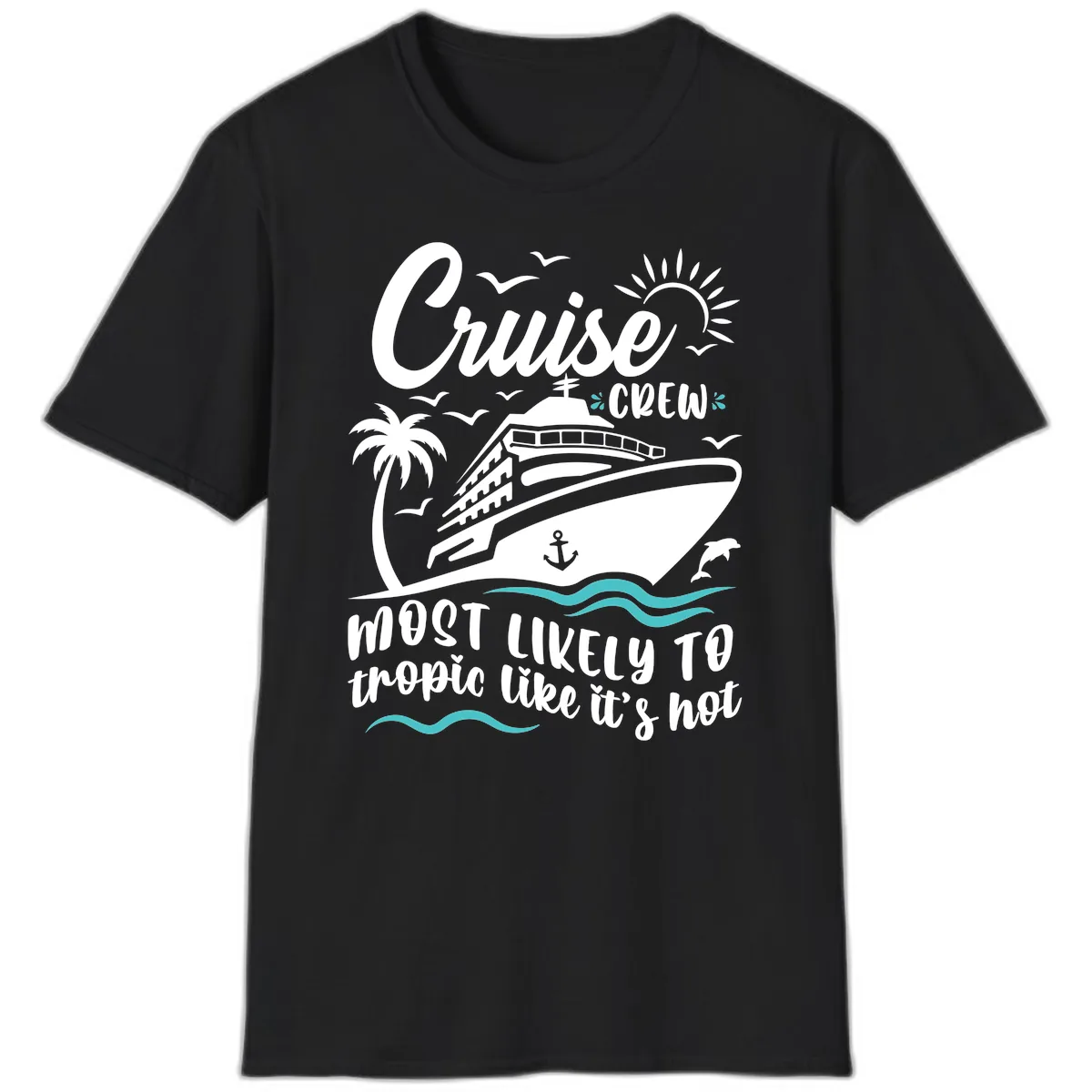 Cruise Crew Tropical Vibes T-Shirt in Black