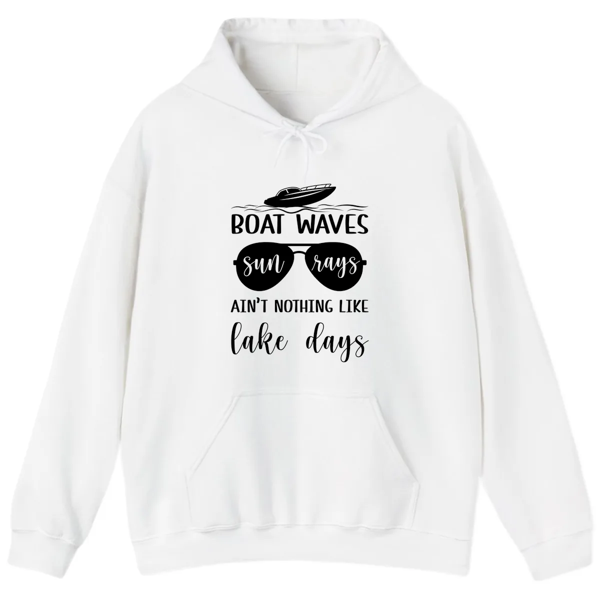 Boat Waves Sun Rays Lake Days Hoodie in White