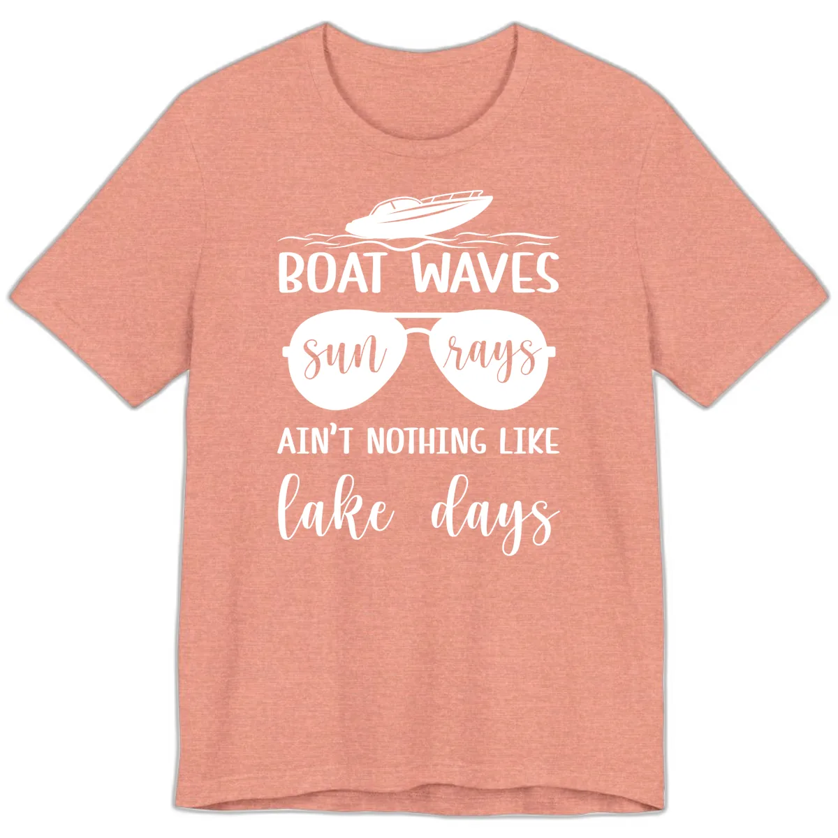 Boat Waves Sun Rays Lake Days Premium T-Shirt in Heather Sunset
