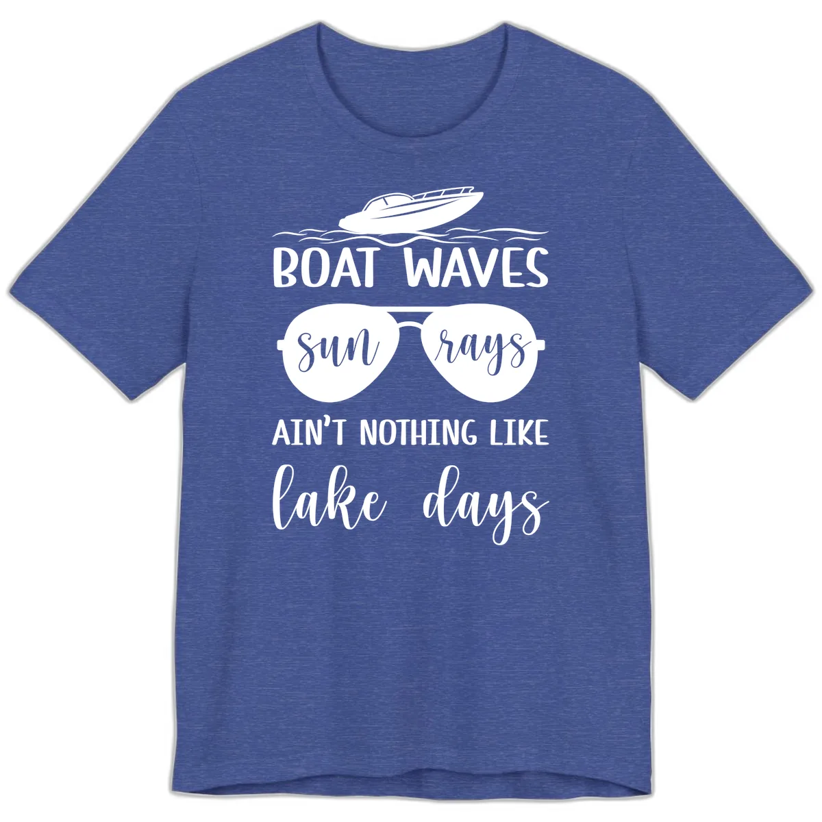 Boat Waves Sun Rays Lake Days Premium T-Shirt in Heather True Royal