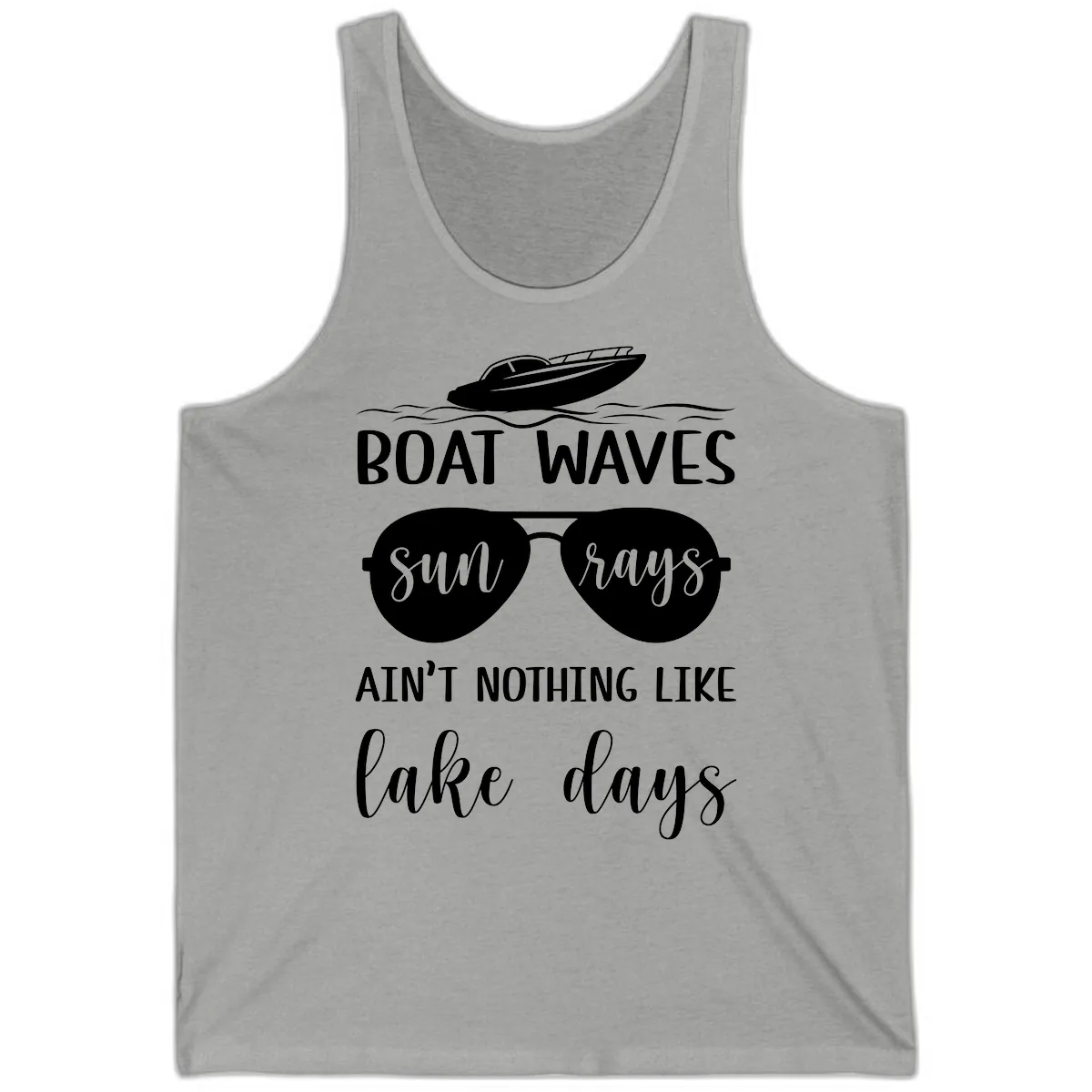 Boat Waves Sun Rays Lake Days Tank in Athletic Heather