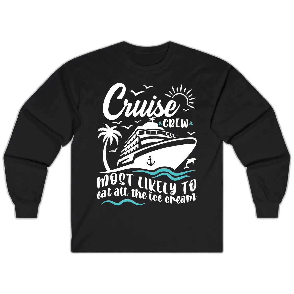 Cruise Crew Ice Cream Vacation Long Sleeve in Black