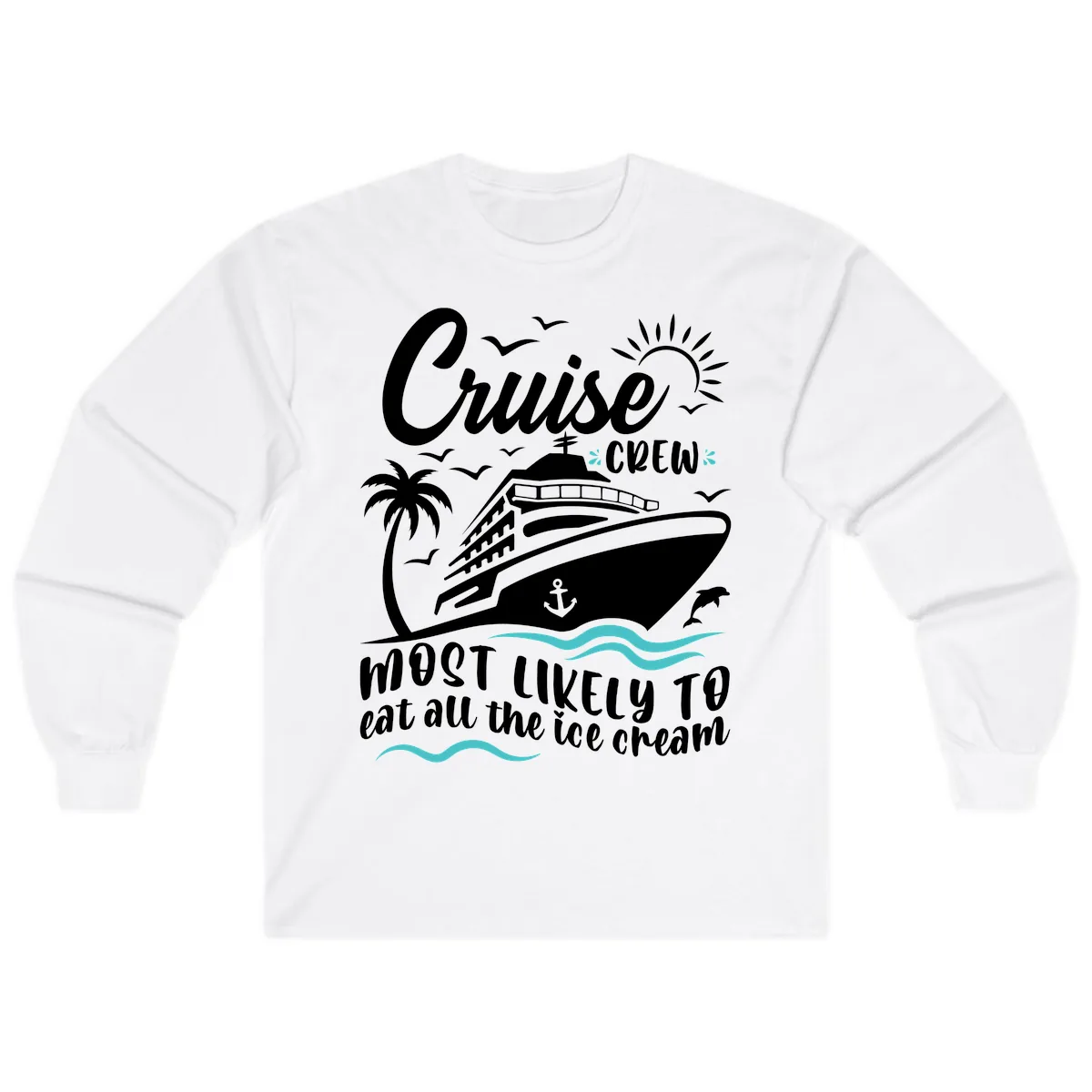 Cruise Crew Ice Cream Vacation Long Sleeve in White