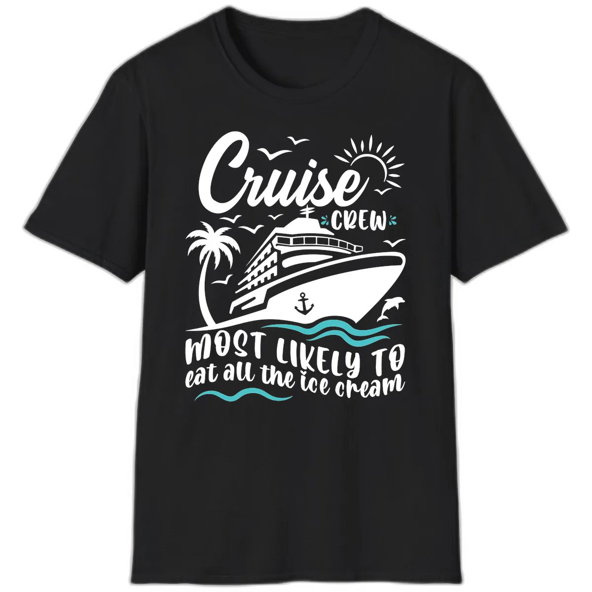 Cruise Crew Ice Cream Vacation T-Shirt in Black