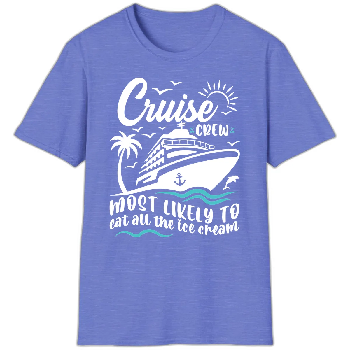 Cruise Crew Ice Cream Vacation T-Shirt in Heather Royal