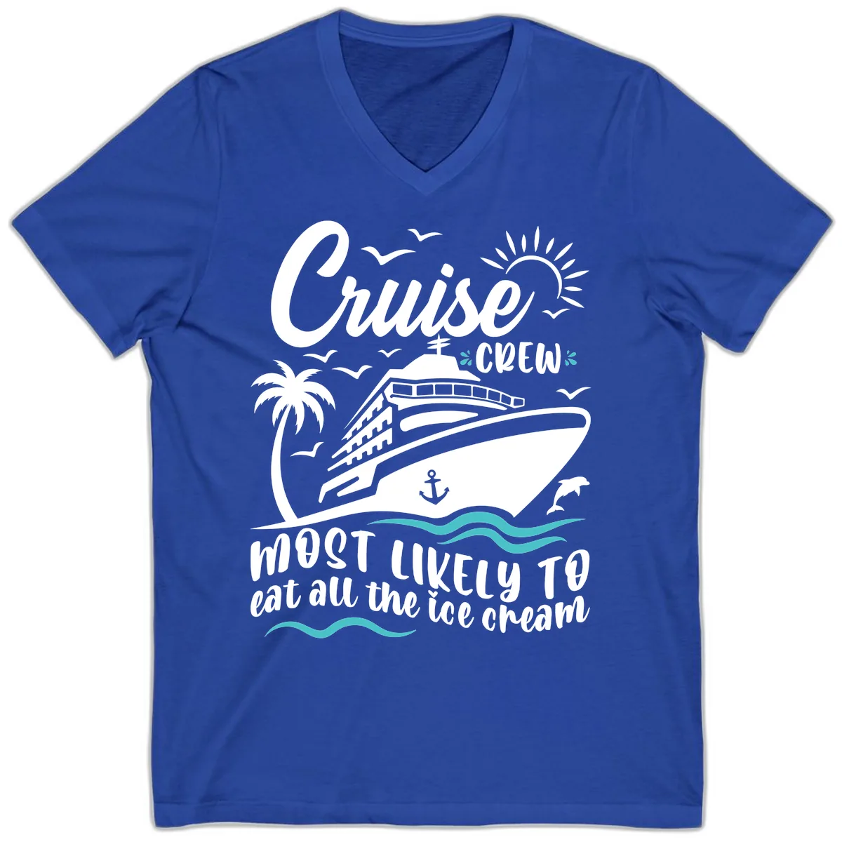 Cruise Crew Ice Cream Vacation V-Neck in True Royal