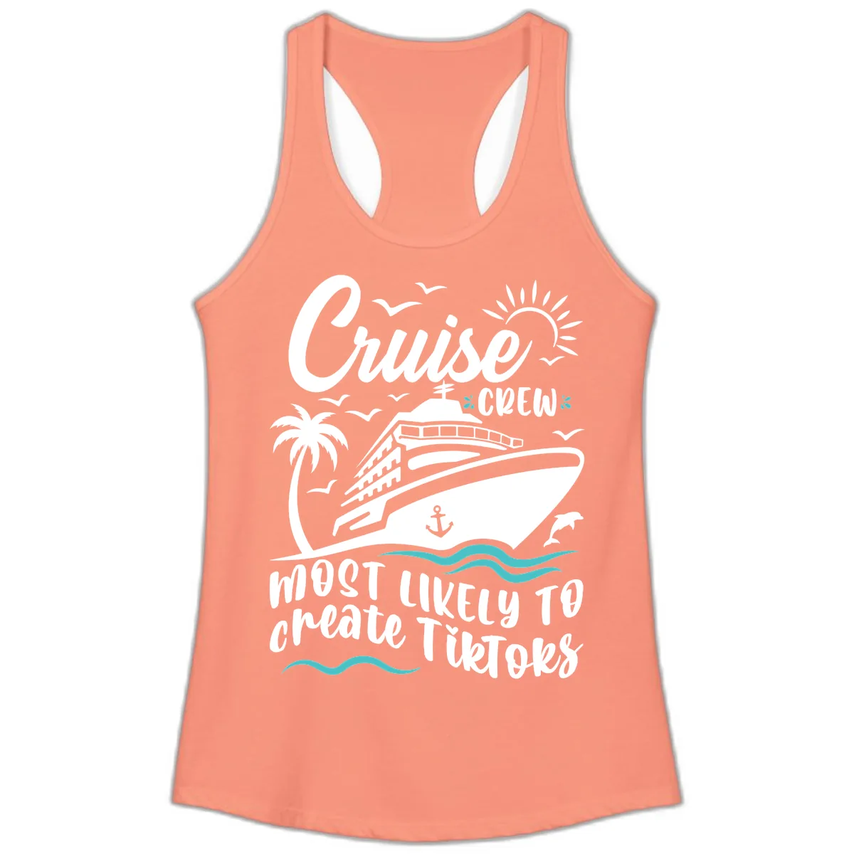 Cruise Crew Most Likely To Create Tikoks Ladies Tank in Solid Light Orange