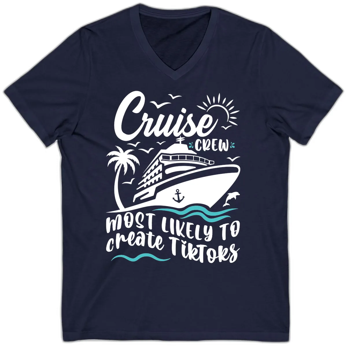 Cruise Crew Most Likely To Create Tikoks V-Neck in Navy