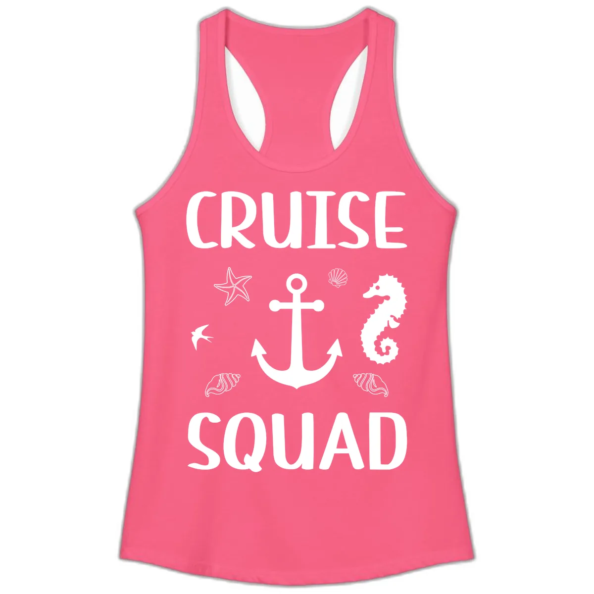 Cruise Squad Anchor Ladies Tank in Solid Hot Pink