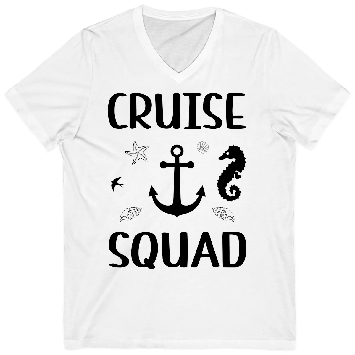 Cruise Squad Anchor V-Neck in White