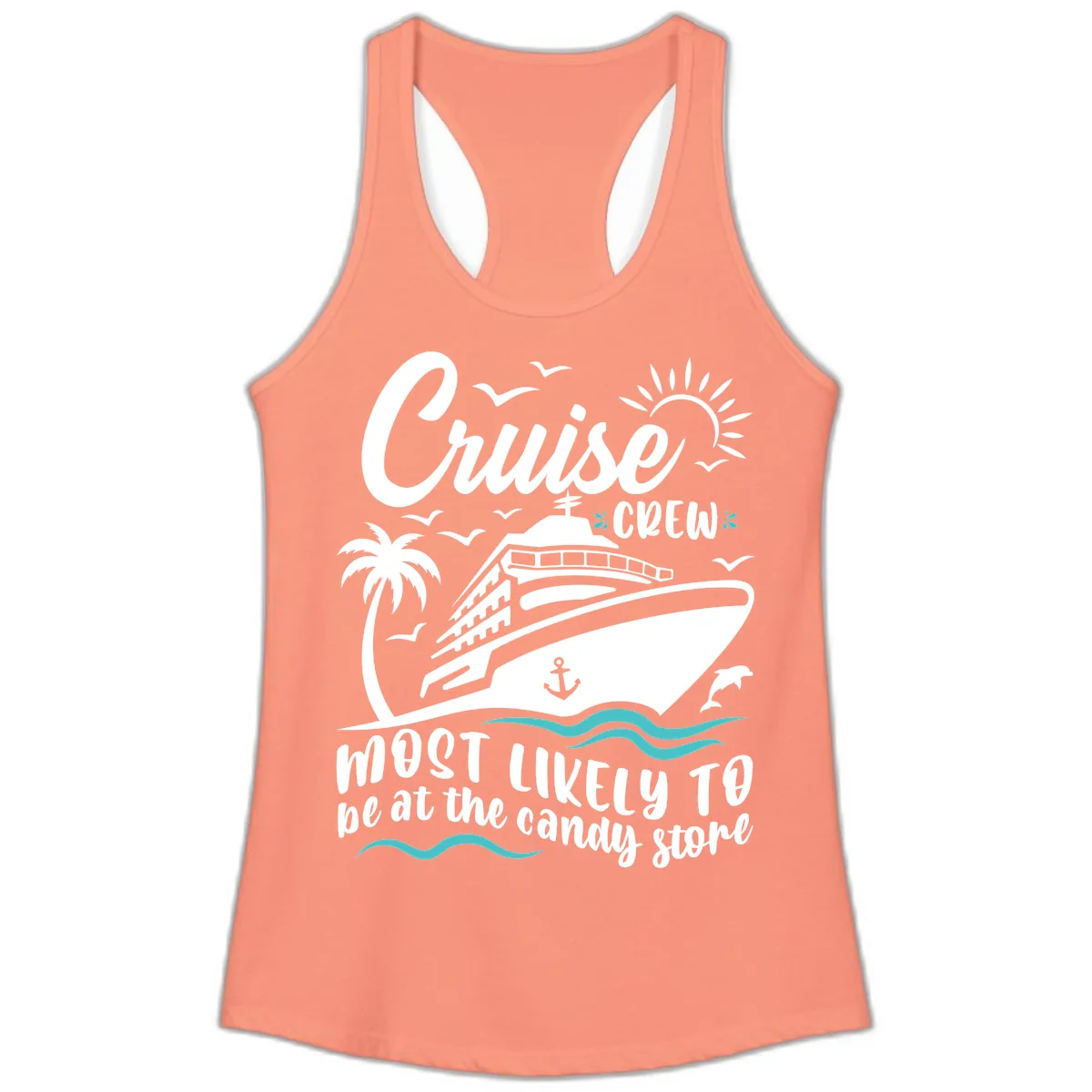 Cruise Crew Candy Store Ladies Tank in Solid Light Orange