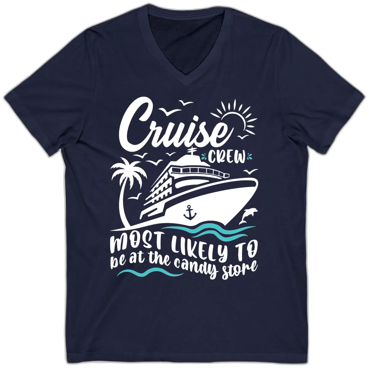 Cruise Crew Candy Store V-Neck in Navy