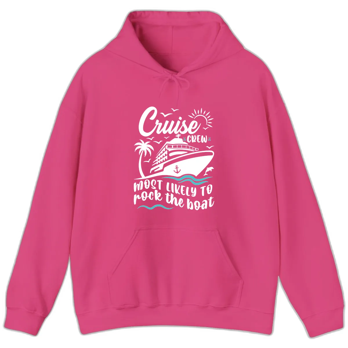 Cruise Crew Most Likely To Rock The Boat Hoodie in Heliconia