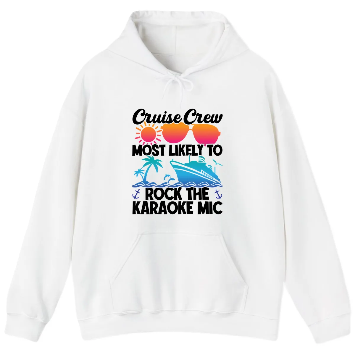 Cruise Crew Karaoke Rock Hoodie in White