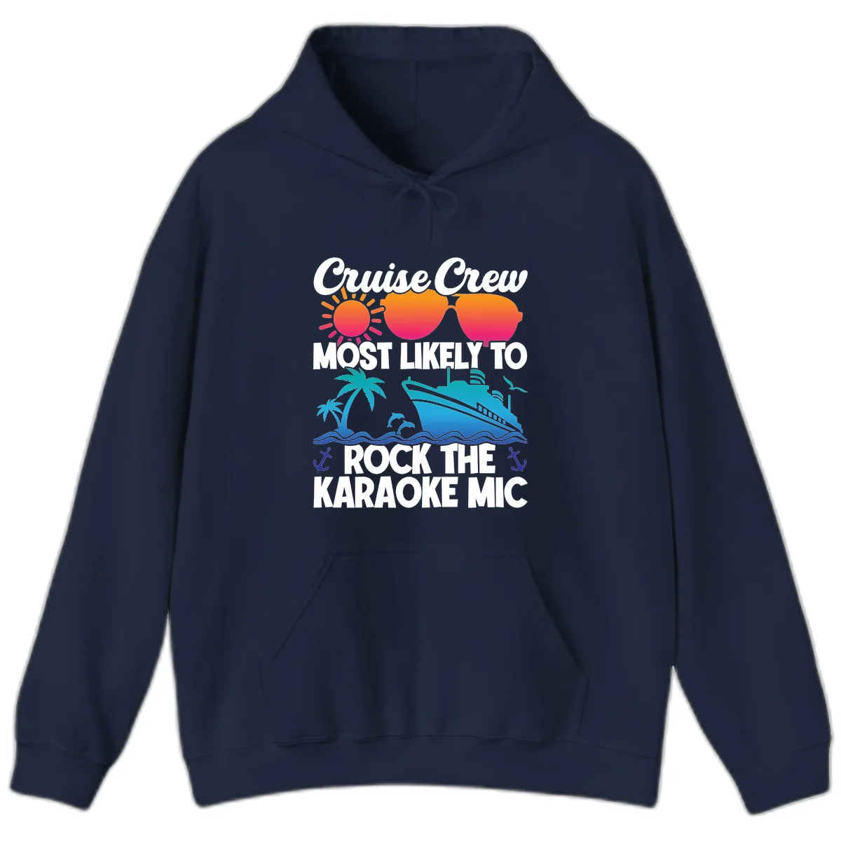 Cruise Crew Karaoke Rock Hoodie in Navy