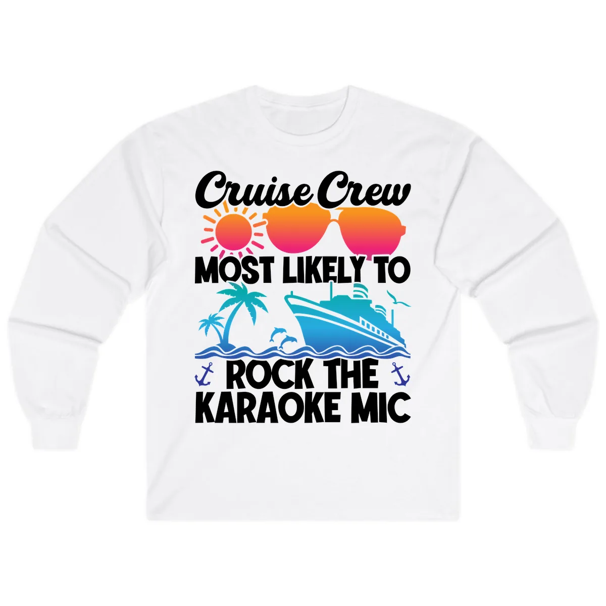Cruise Crew Karaoke Rock Long Sleeve in White