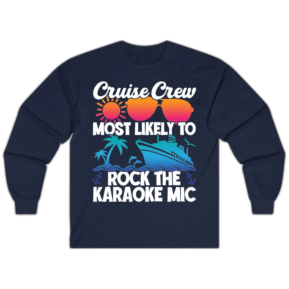 Cruise Crew Karaoke Rock Long Sleeve in Navy