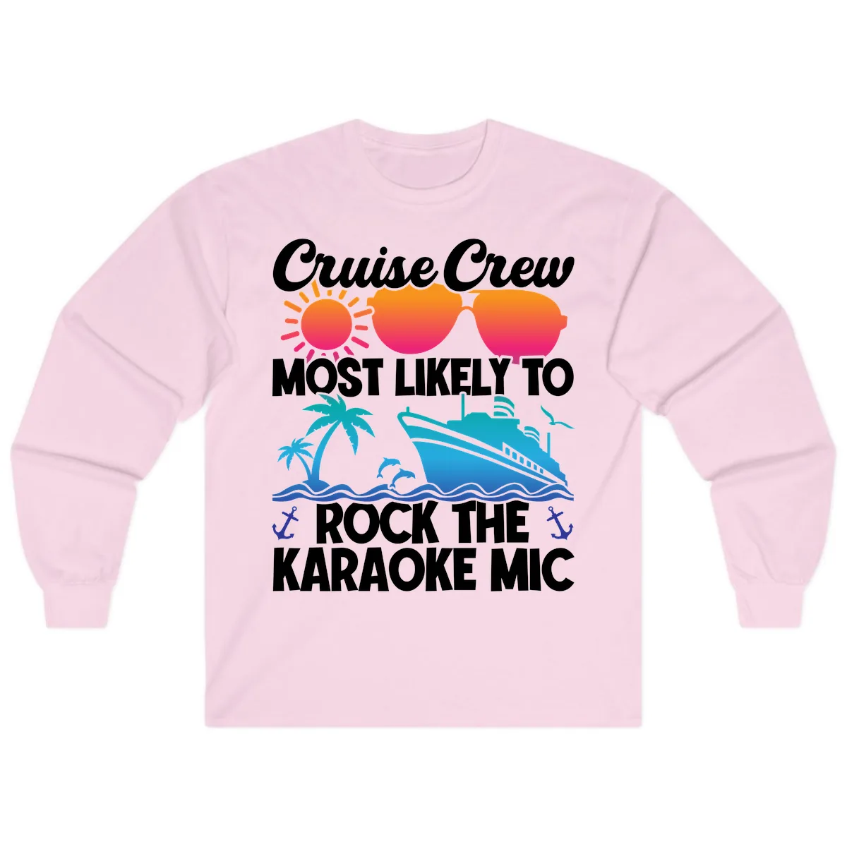 Cruise Crew Karaoke Rock Long Sleeve in Light Pink